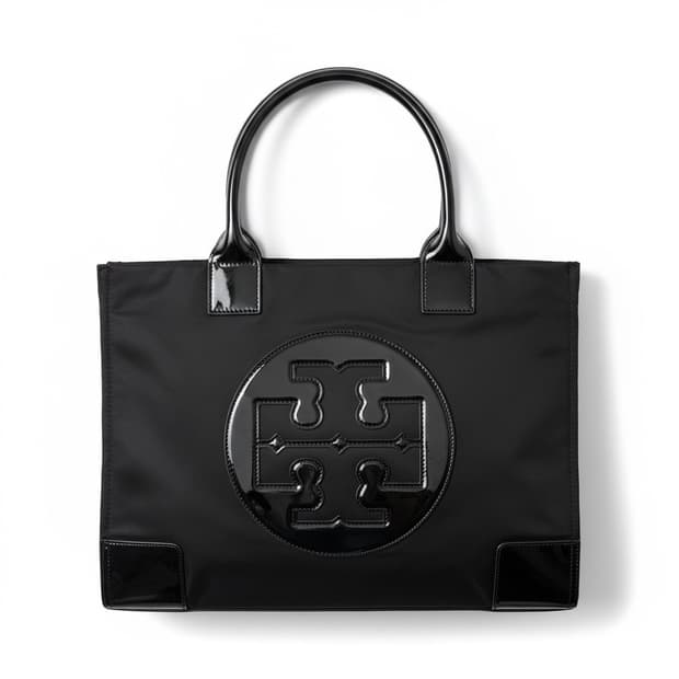 토리버치 블랙 엘라 페이턴트 로고 토트백