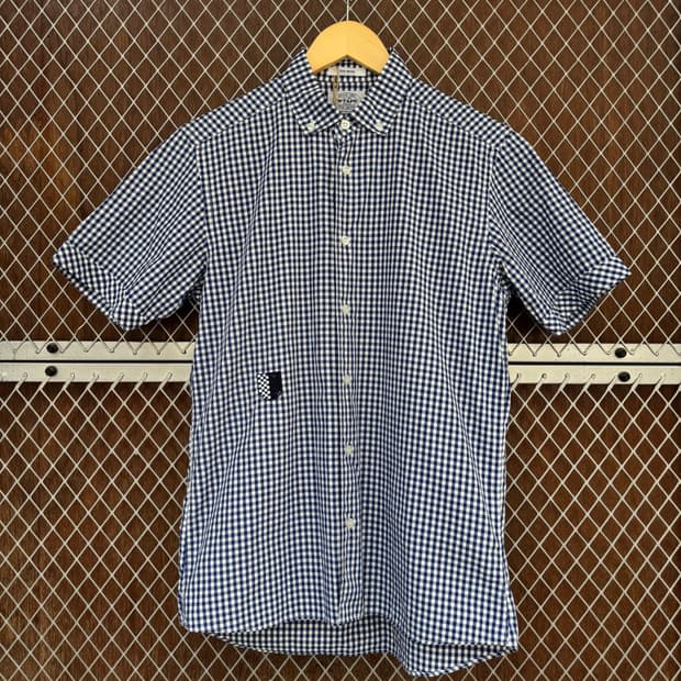 더블탭스 WTAPS 블루 체크 패치 반팔 셔츠 S