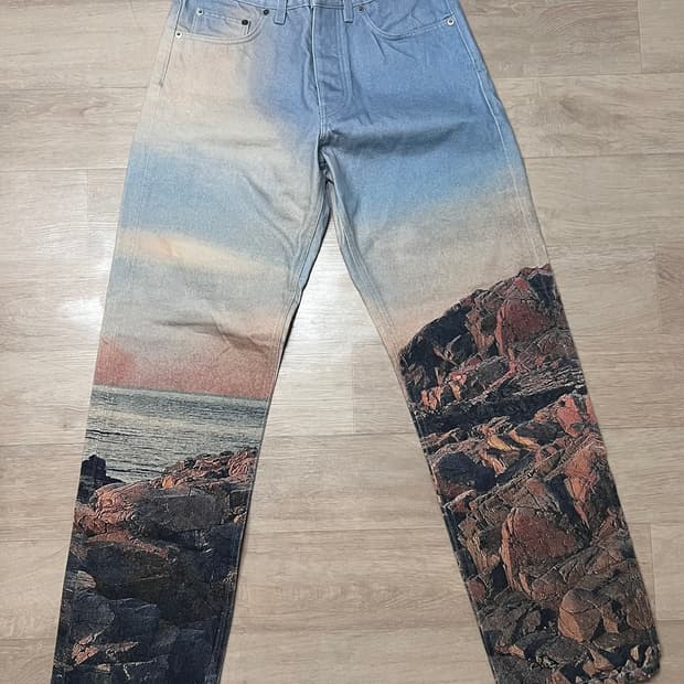 [30] 선플라워 sunflower 루즈 AOP 프린트 데님 팬츠