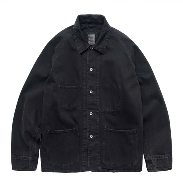 4) 폴리테루 데님 커버올 자켓 워시드 블랙