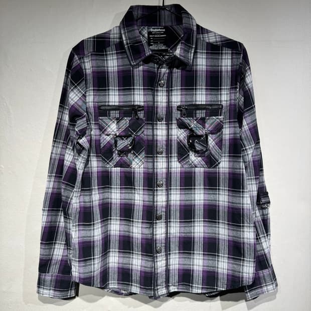 Doublefocus purple black check shirts   