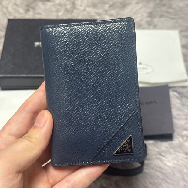 [풀구성] 프라다 사피아노 삼각로고 오거나이저 카드지갑 네이비