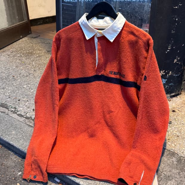 노스페이스 울 럭비티셔츠