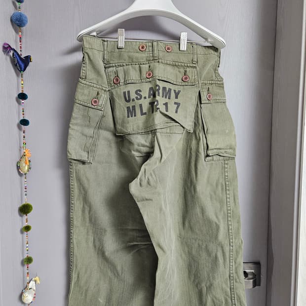 TONGS 카키 U.S. ARMY 와이드 카고 팬츠