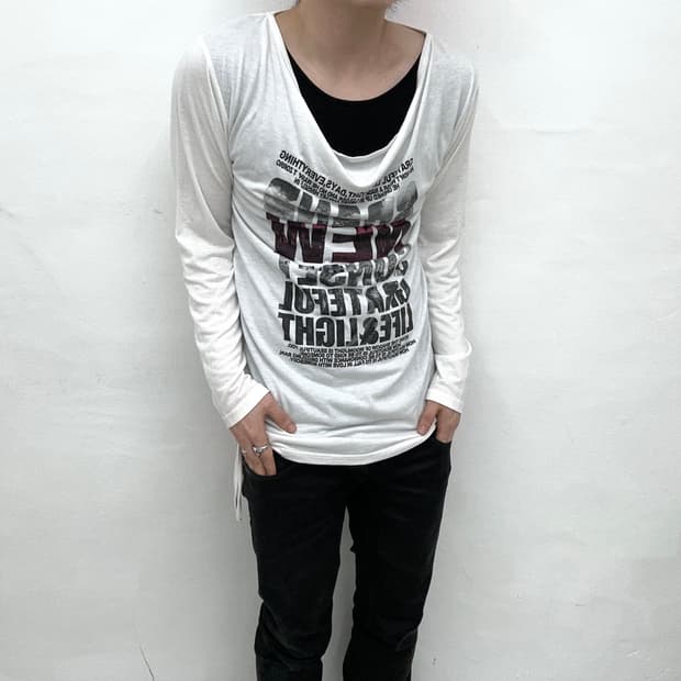 Drape lettering shirring long sleeve