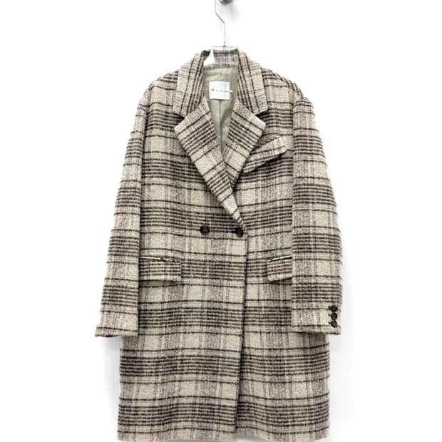 잇 미샤 체크 울 블렌드 더블 코트