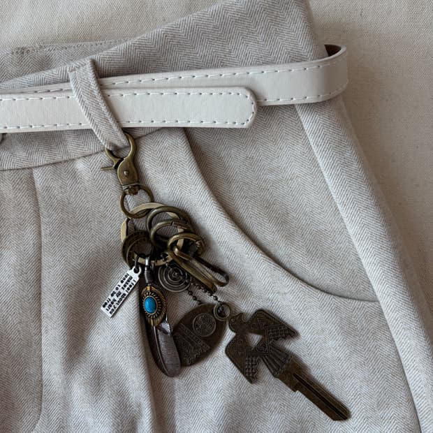 Quiet Blue Feather Keyring