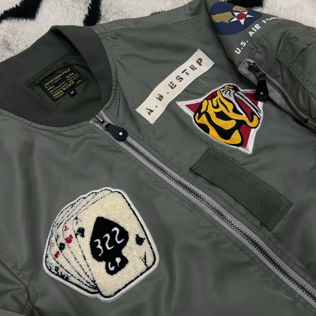 [M]Aspesi 패치 항공 자켓/세이지그린