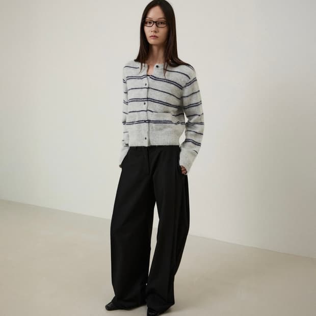 Lmood 엘무드 테아 스트라이프 모헤어 울 가디건 새상품