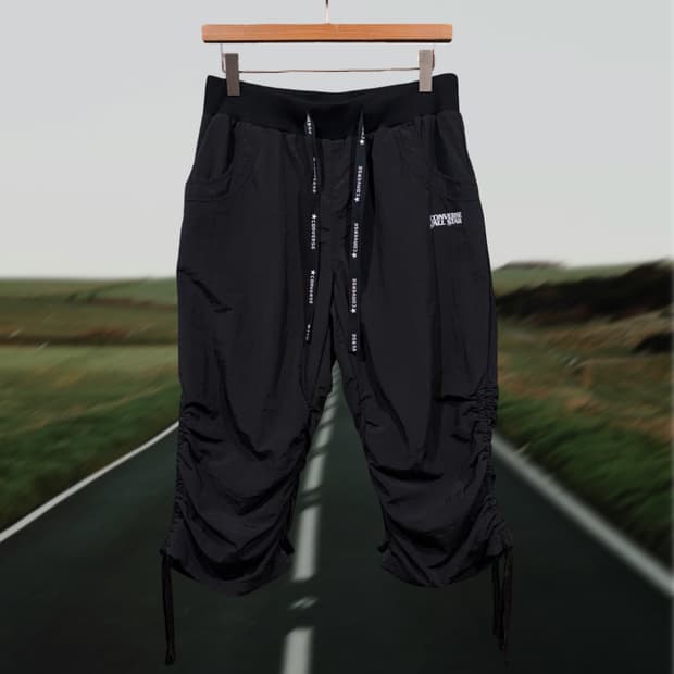 (미사용품) converse 컨버스 블랙 셔링 바스락 7부 조거팬츠