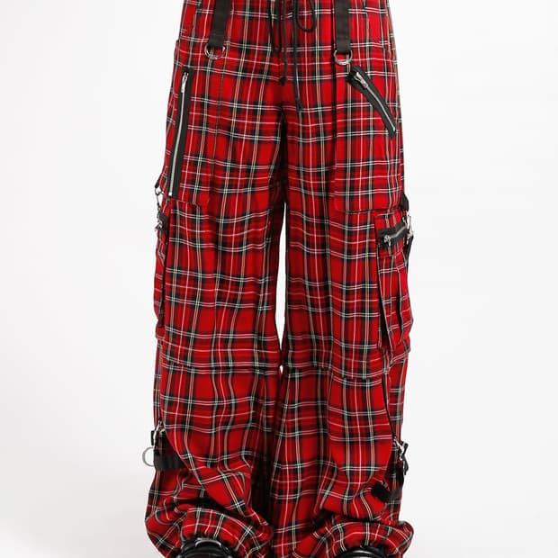 tripp nyc punk red check pants 펑크 체크팬츠