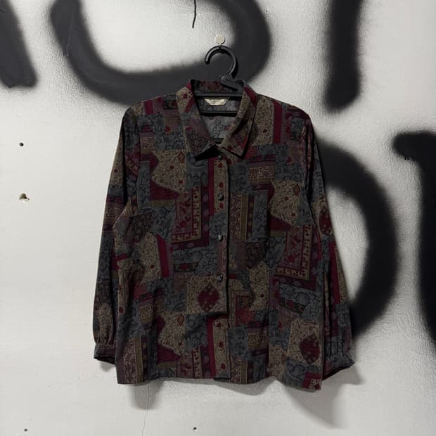 VTG 빈티지 뮤트톤 에스닉 패치워크 패턴 긴팔 셔츠