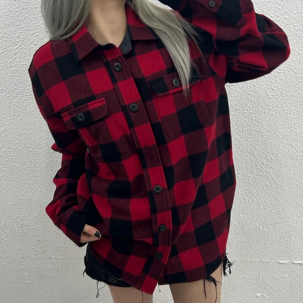 나이키 타탄체크 울 자켓 L