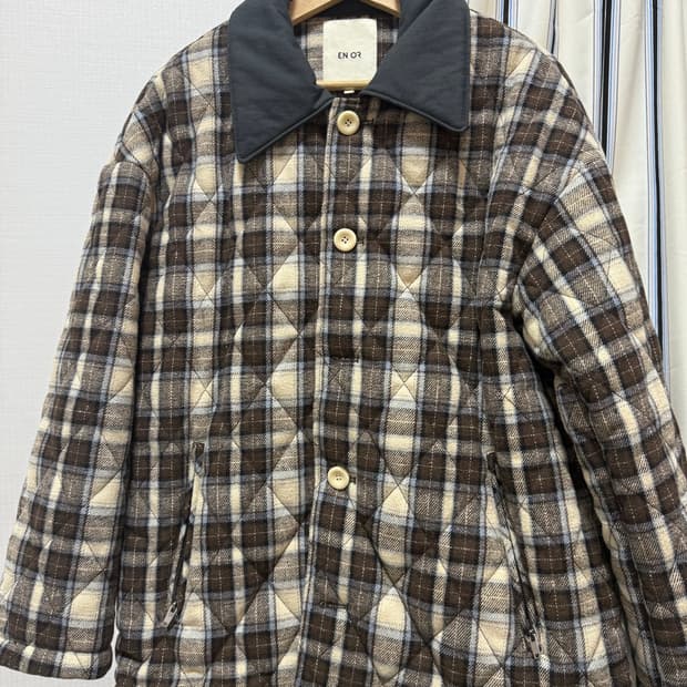 EN OR 엔오르 체크 퀼팅 자켓 브라운 새상품
