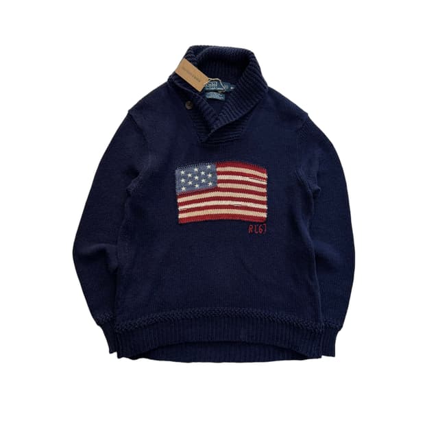 [100] 폴로 랄프로렌 성조기 숄카라 스웨터 니트
