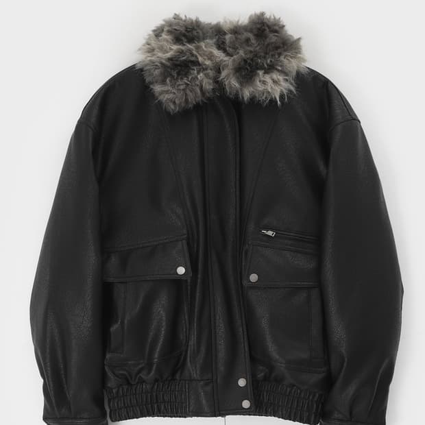 블랙업 퍼 레더점퍼