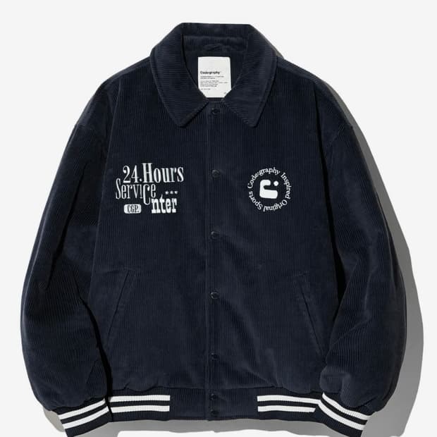 코드그라피 코듀로이 잉크 심볼 바시티 자켓_네이비 M
