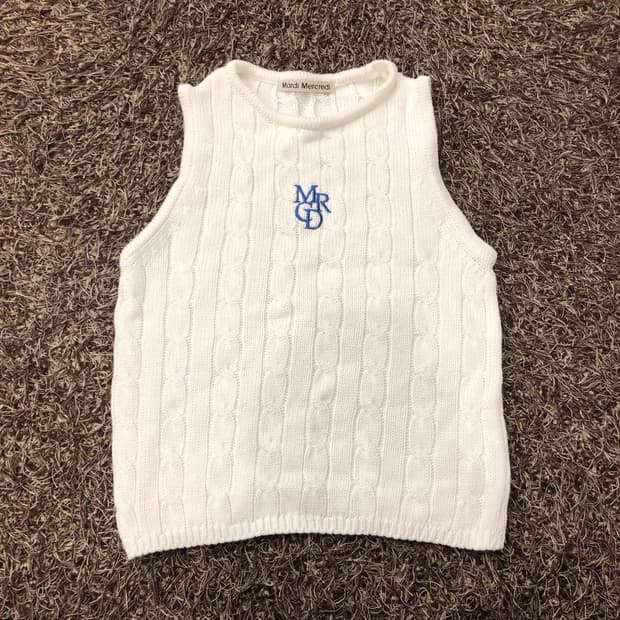 마르디메크르디 꽈배기 케이블 니트 베스트 조끼