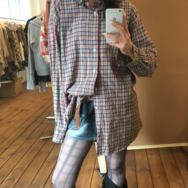 폴로 레드 믹스 체크 셔츠