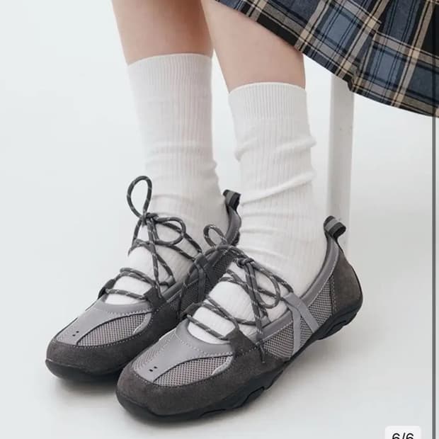 락피쉬 니콜 웨빙 레이스업 그레이 250 단화
