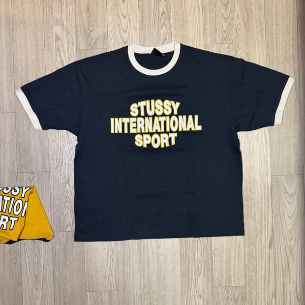 스투시 스포츠 헤비 저지 티셔츠 링거티 블랙