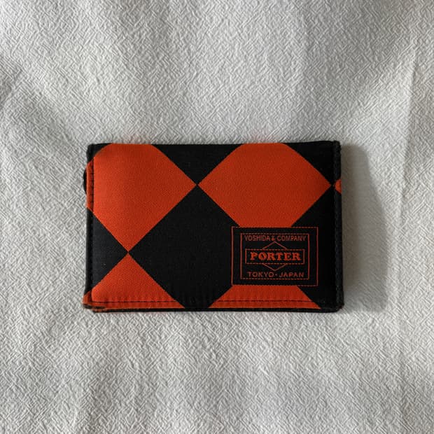 요시다 포터 다이아몬드 체크 패턴 카드 지갑