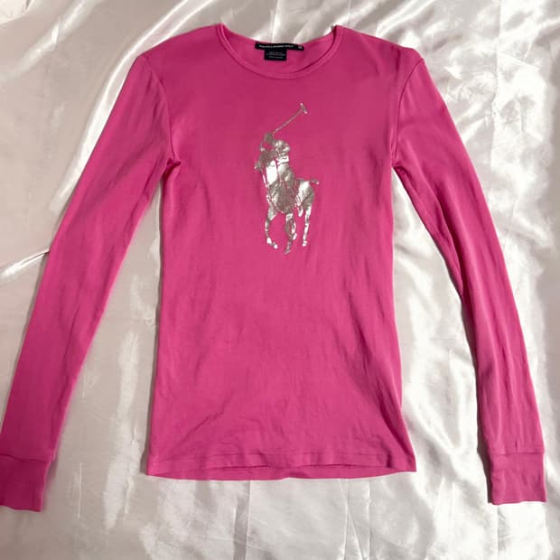 랄프 로렌 골프 긴팔 티셔츠 갸루 빈티지 핑크 핫핑크 빅포니
