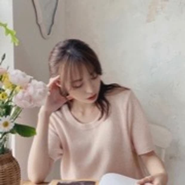 98도씨 캔들 베이직 부클 반팔 니트 셸핑크 봄 여름옷 씨스루