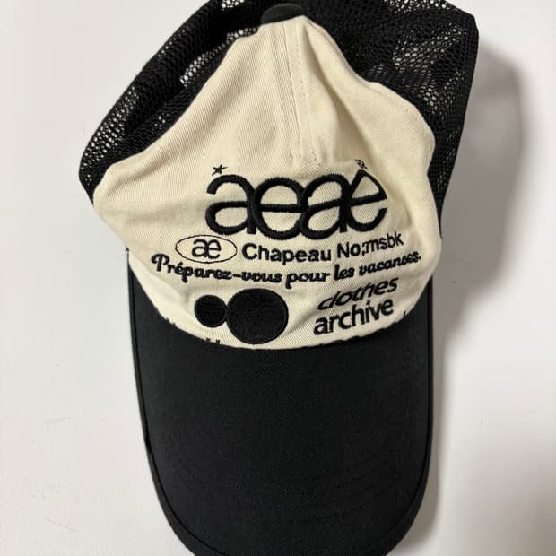 Aeae 에이이에이이 메쉬 볼캡 모자 블랙회이트