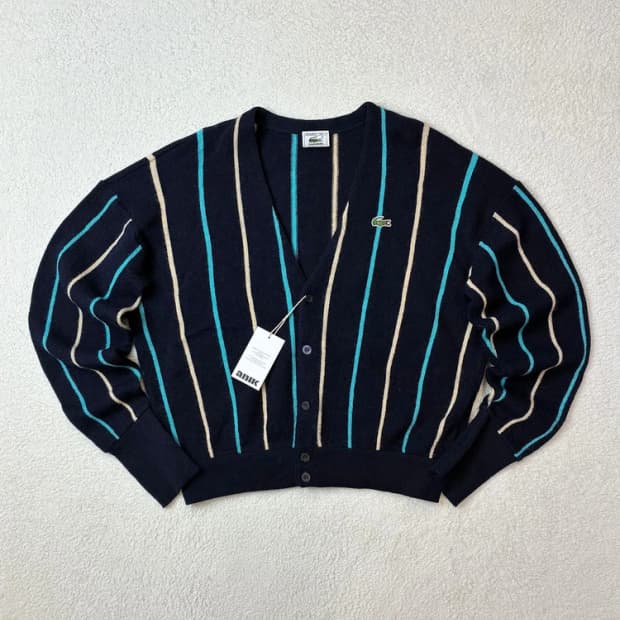 라코스테 90's 스트라이프 크롭 니트 가디건 PN5932   
