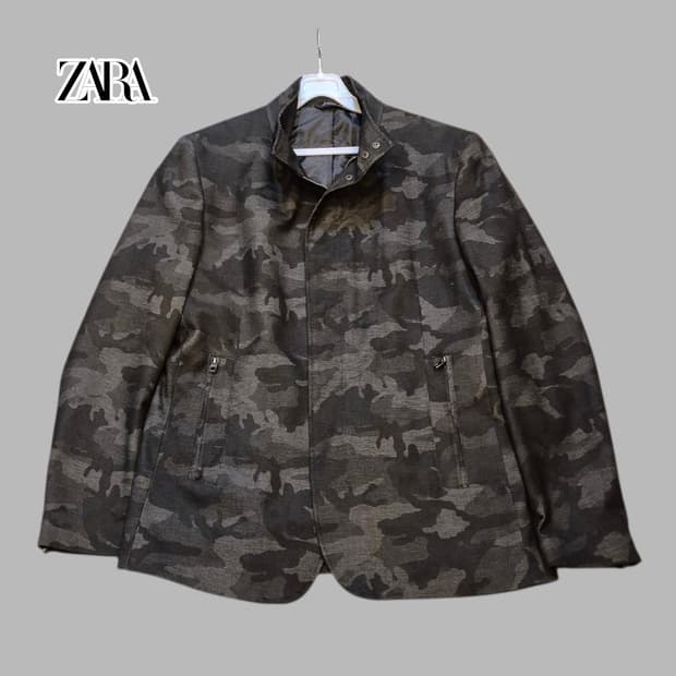 L(착샷잇음) 자라 카모패턴 차이나카라 블레이져 