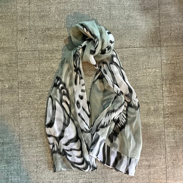 일본빈티지 너드남할메카지 스카치문양 쉬폰스카프