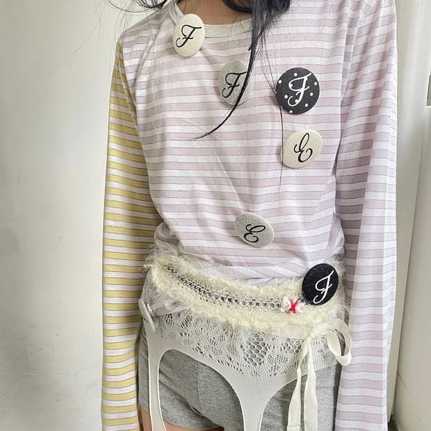 샵페어리 스트라이프 티셔츠 롱슬리브 라벤더