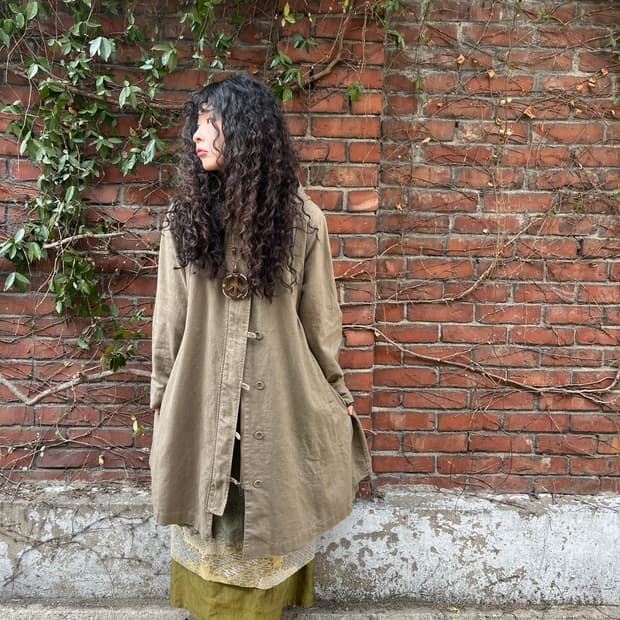 일본 데일리 무드 카키 브라운 후드 롱 자켓