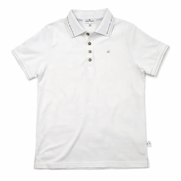 꾸레쥬 로고  화이트 카라 반팔 티 