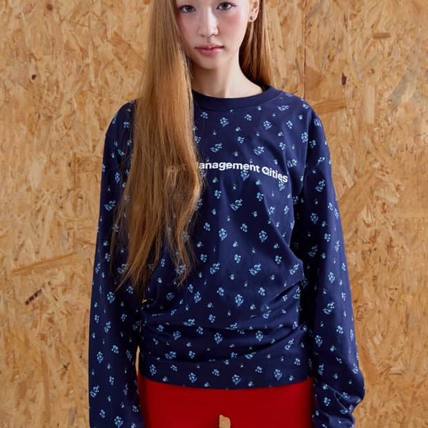 Lmc long slv tee flower navy m 플라워 롱슬리브