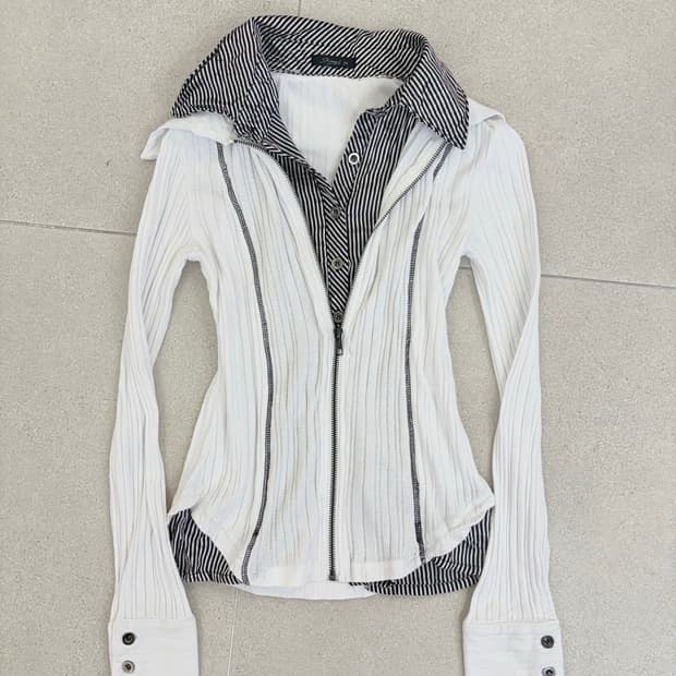 스트라이프 백트임 레이어드 집업