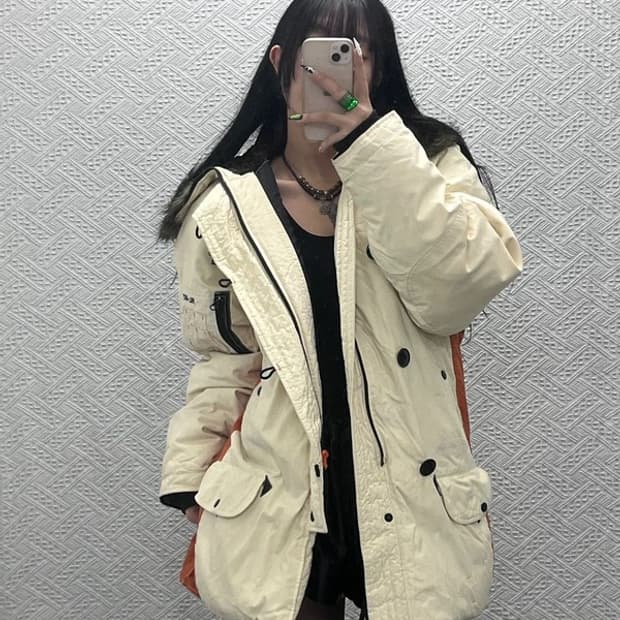 폴로 랄프로렌 RL-67 레트로 털모자 미디 패딩 돕바 M C08683