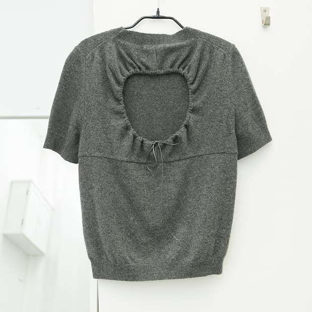 Back Detail Short Sleeve Sweater