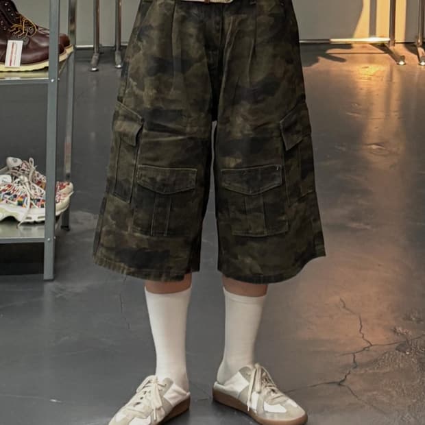 BALUMI 빈티지 멀티 카고 버뮤다 팬츠 A1719