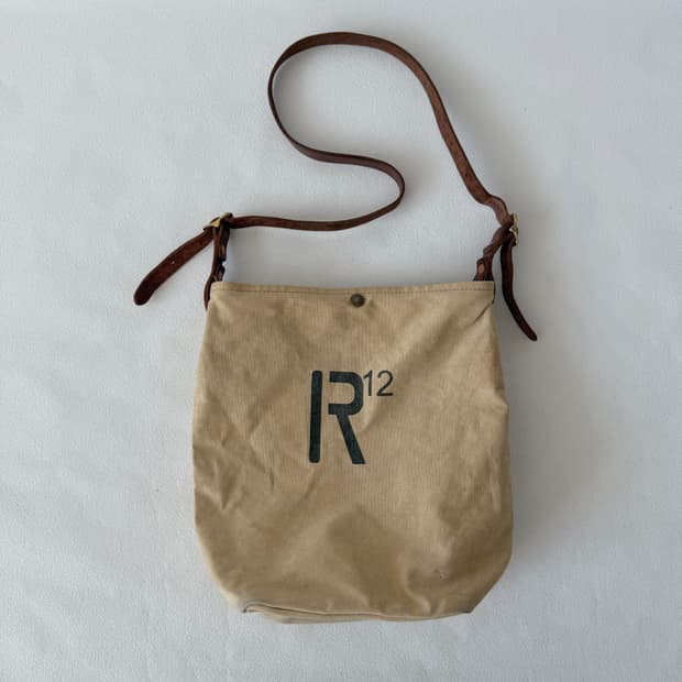 R12 코튼&레더 숄더 크로스백(빈티지 무드)