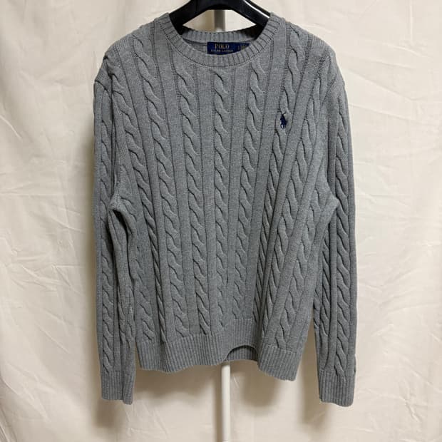 폴로 랄프로렌 코튼 케이블 니트 / 그레이, L