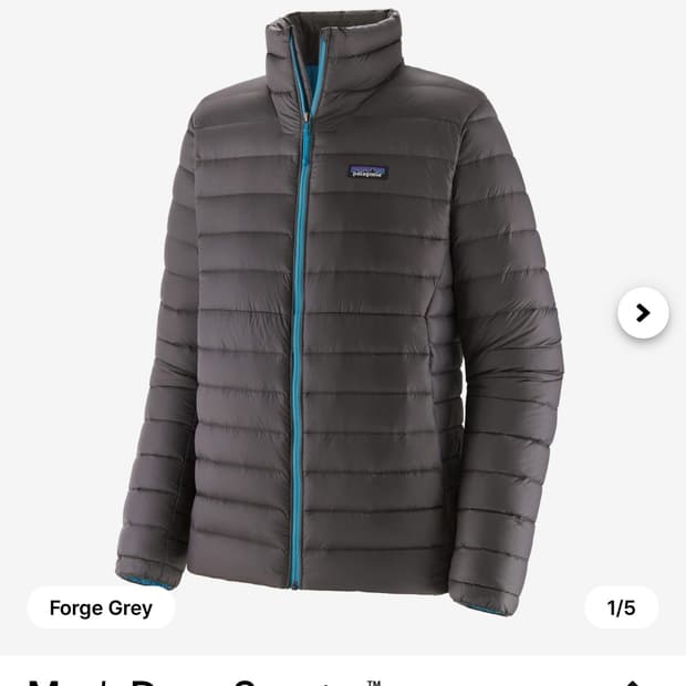 파타고니아 다운 스웨터 패딩 M 포지 그레이 색상의 파타고니아 다운 