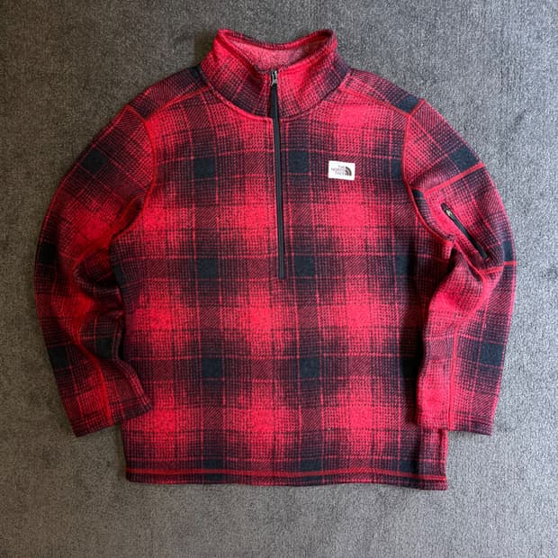 노스페이스 타탄체크 하프 집업 플리스