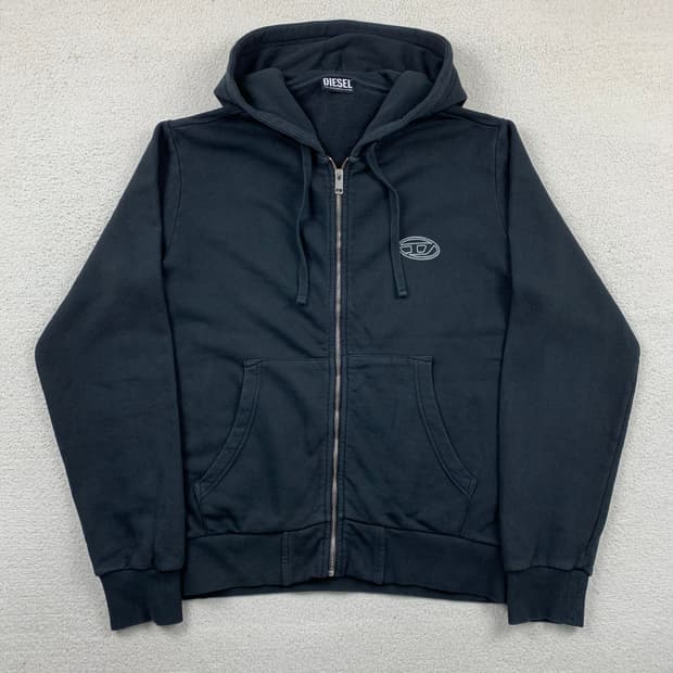 디젤 이니셜 로고 블랙 후드집업 