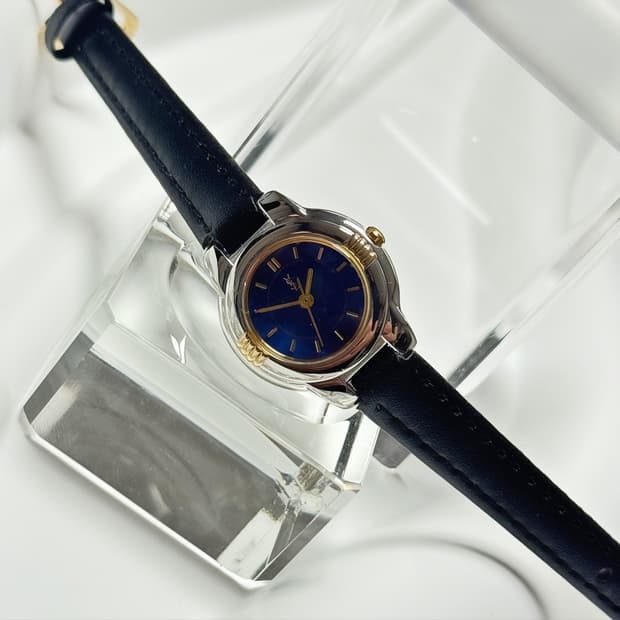 빈티지 YSL 입생로랑 빈티지 투톤 베젤 네이비 다이얼 워치
