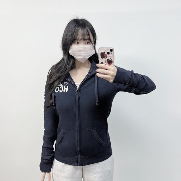 홀리스터 사이드 로고 후드집업 네이비