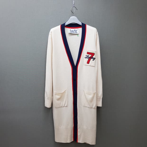 럭키슈에뜨 배색 포인트 롱 니트 가디건 F사이즈