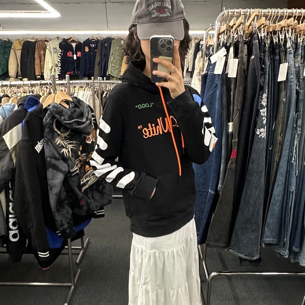 L)오프화이트x나이키 빈티지 풋볼 후디