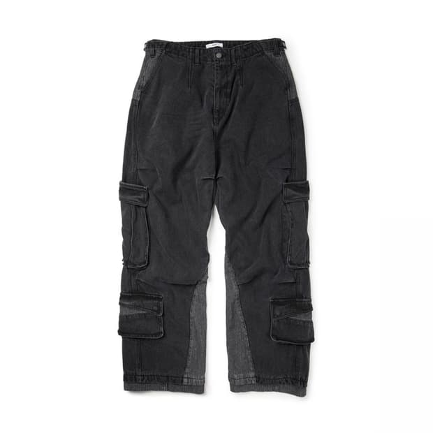 이티씨이 레이어드 백 카고 데님 팬츠 2.0 블랙